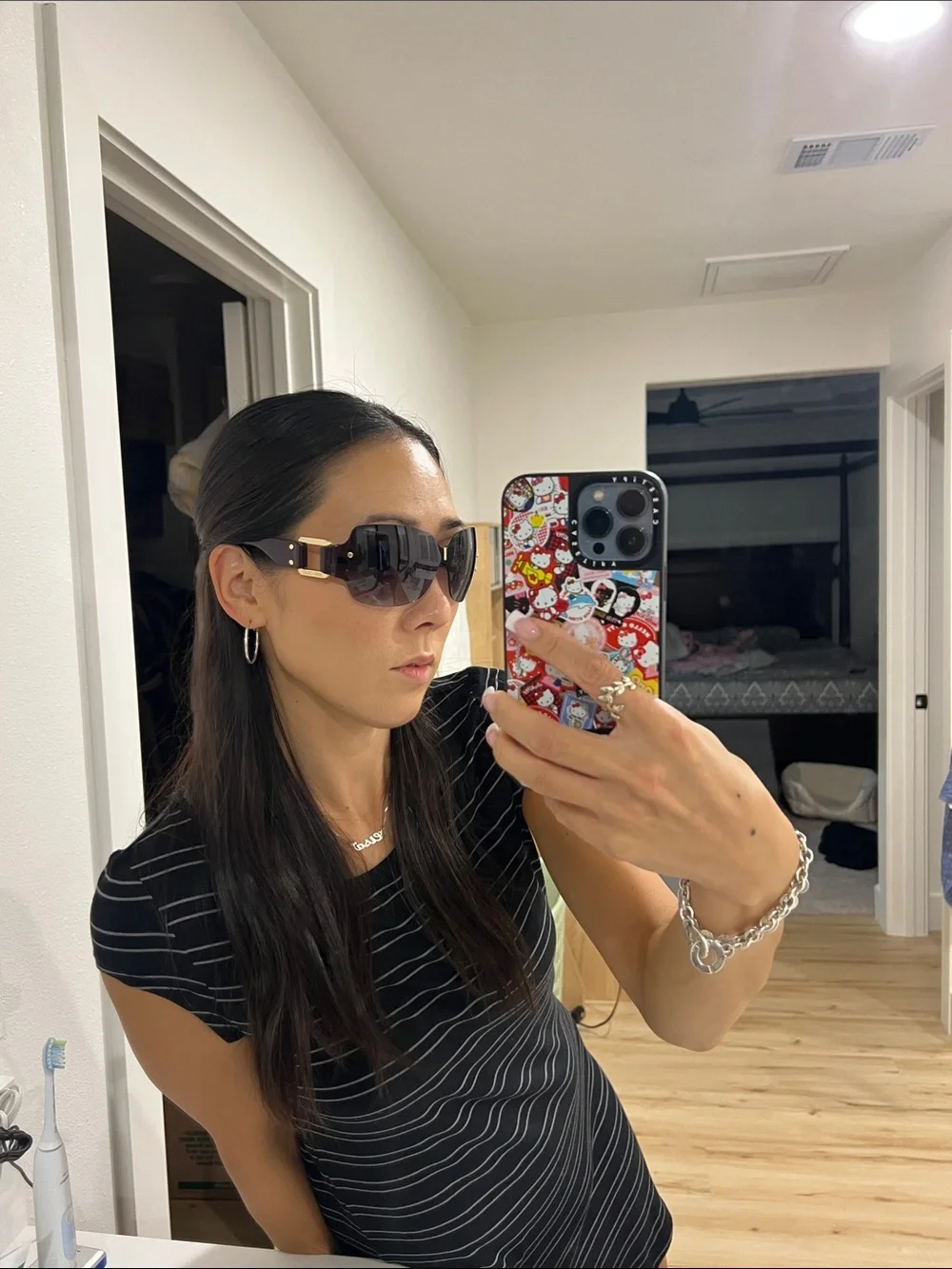 Jimmy Choo Black Rimless Gradient Sunglasses with Ivory Case